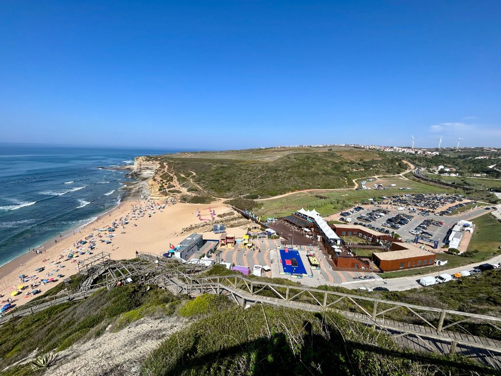 The beach and beach pavilion at Ribeira d'Ilhas.